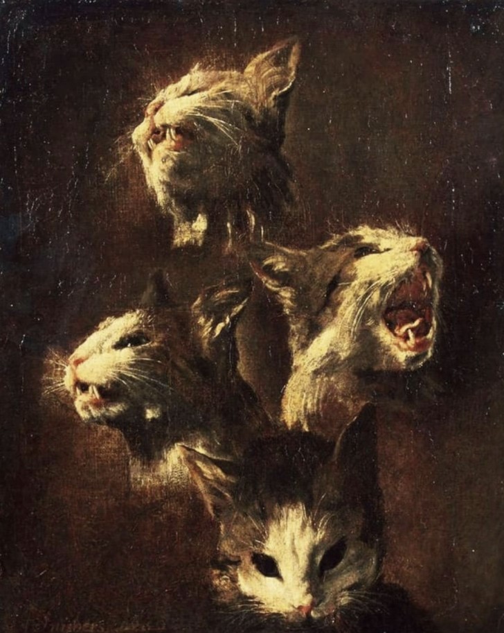 12. Ett verk av Frans Snyders, en studie om huvudet på katter.