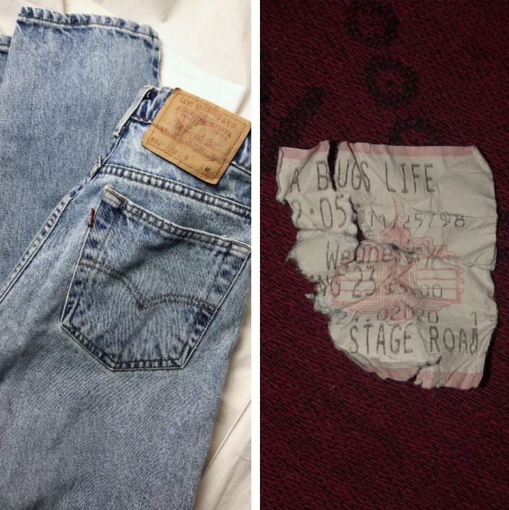 9. Nella tasca di questi jeans c'era un biglietto del cinema che risale al 1998.