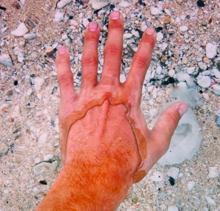 7. Je handen onderdompelen in schoon water