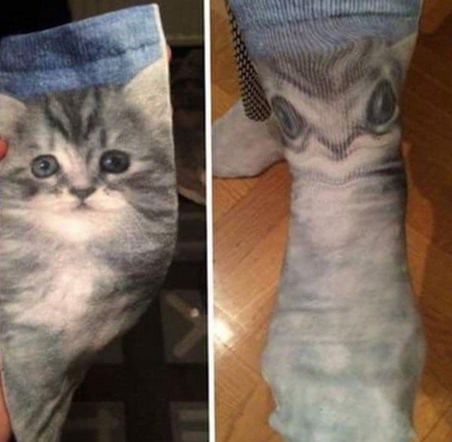 3. Socken mit dem Bild einer Katze