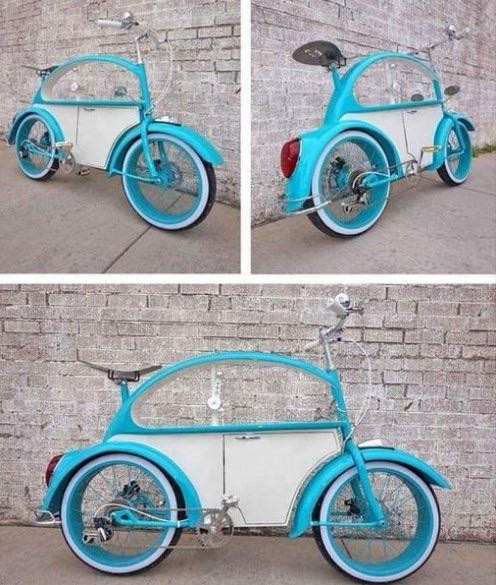 11. "En cykel byggd med återvunna delar från en gammal Volkswagen Beetle"