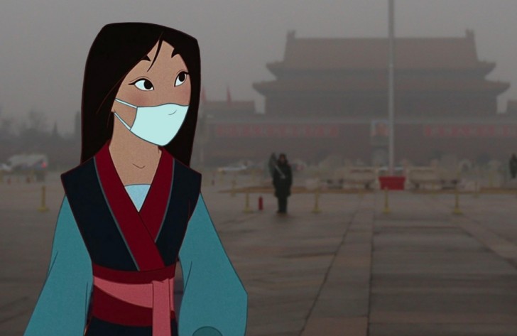 6. Mulan draagt ​​een mondkapje vanwege de luchtvervuiling