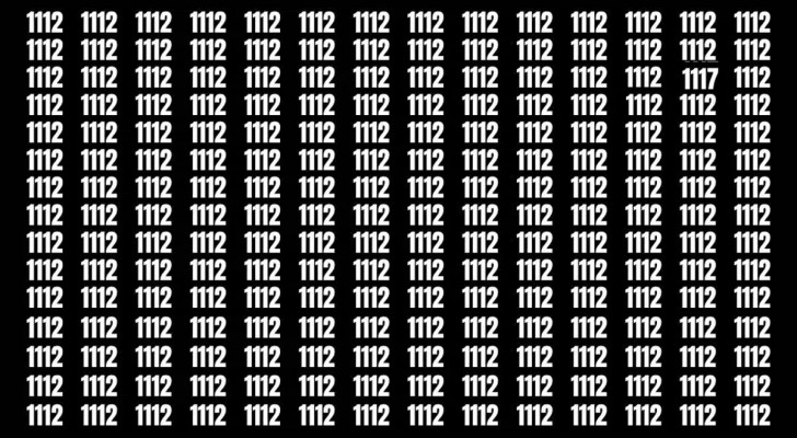 Zoek het getal 1117 tussen de 1112-en