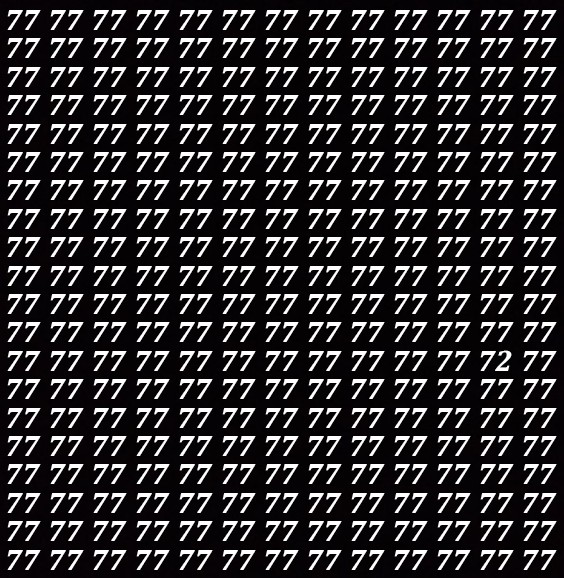 Mettez-vous à l'épreuve avec ce test visuel : trouvez le nombre 72 caché parmi tous les 77 en seulement 15 secondes - 2