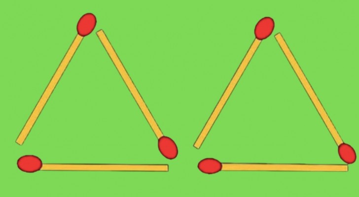 Verschiebe zwei Streichhölzer und bilde 4 Dreiecke