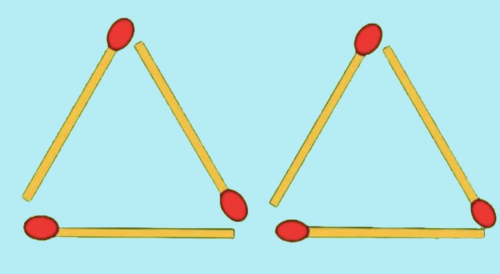 Sposta solo due fiammiferi per creare 4 triangoli e risolvi il test di logica