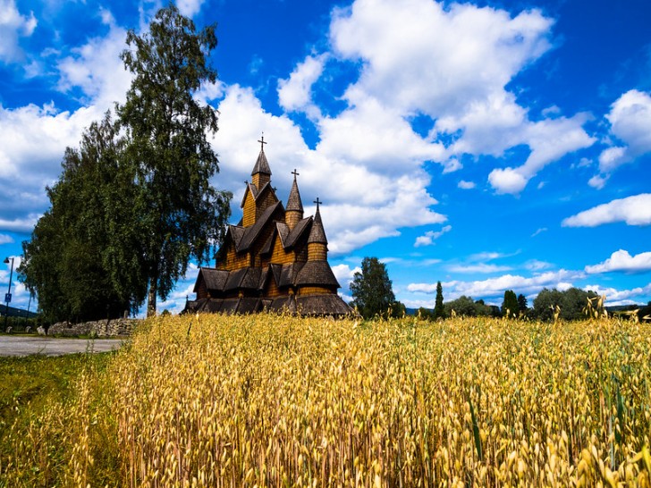 Heddal Stave Church is built entirely from wood