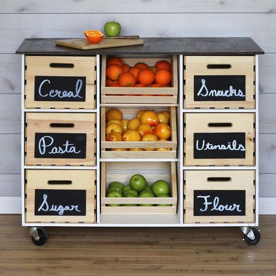 Mit Kisten Ordnung in Obst und Gemüse bringen... In den Möbeln!