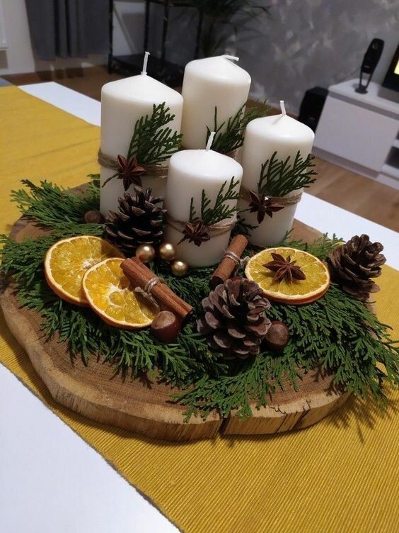 4. Christmas centerpiece with candles