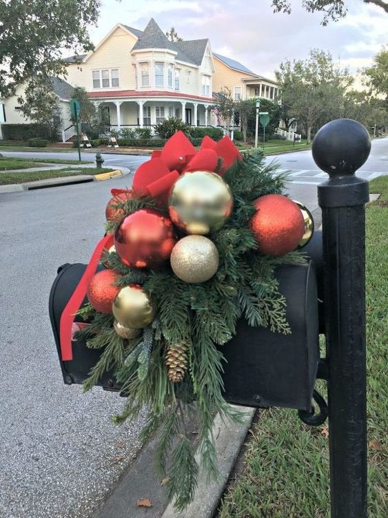 The letterbox dressed up for the holidays
