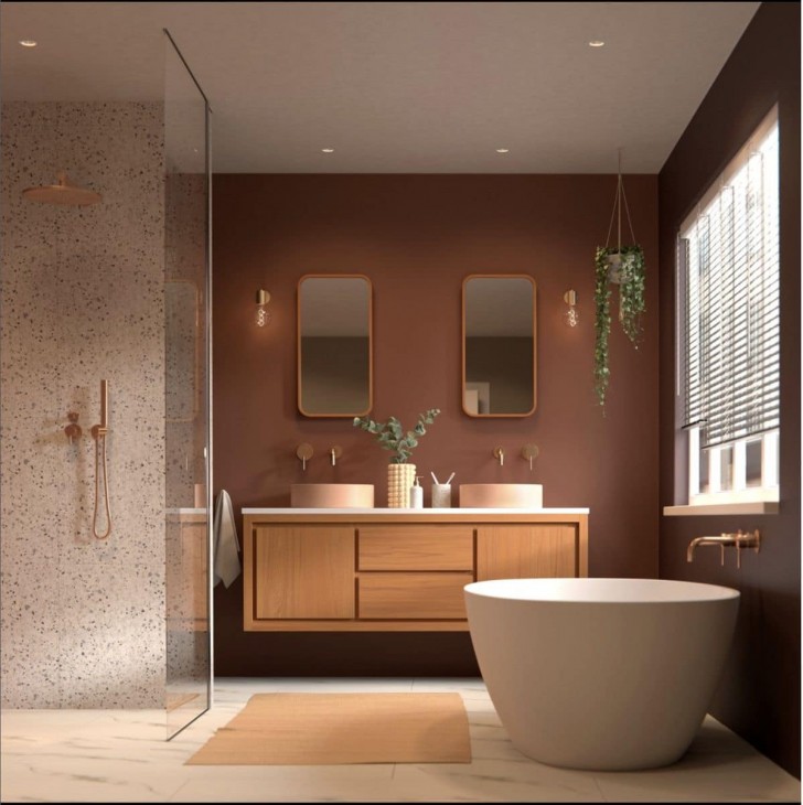 Enrichir la salle de bain de nuances saturées qui rappellent les couleurs de la terre
