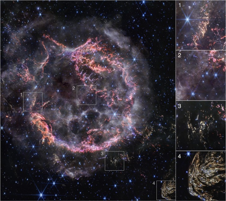 L'immagine di Cas A catturata dal telescopio James Webb