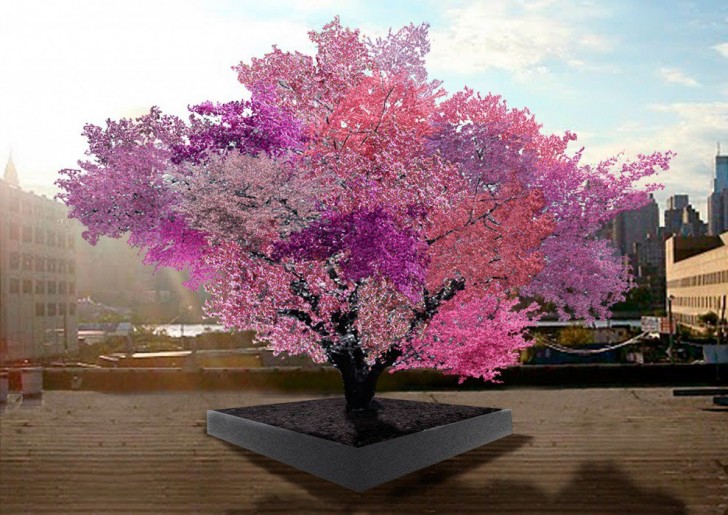 De kunstenaar stelt zich een boom voor die ongelooflijk zal zijn wat uiterlijk en functioneren betreft