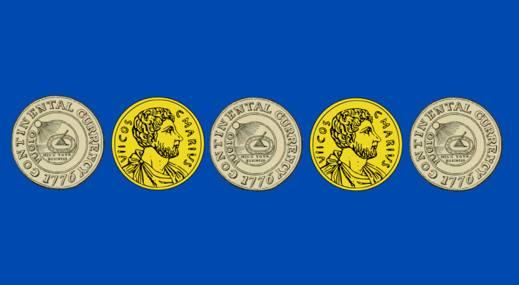 Sortera mynt efter färg med bara två drag
