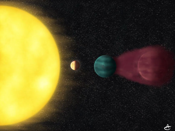 Två aspekter av HD 63433d, den nya exoplaneten som upptäcktes av TESS