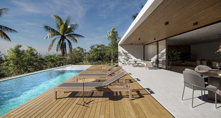 6. Une piscine avec terrasse en bois
