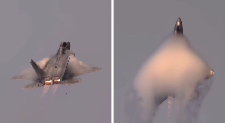 Vidéo de l'avion de chasse F-22 : au-delà du mur du son ?
