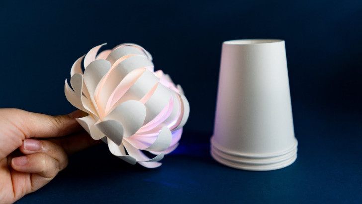 A paper lantern in the shape of a flower