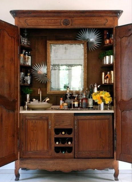 8. Transform an vintage armoire into a bar
