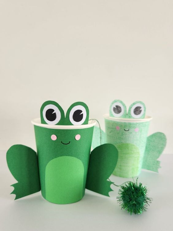 9. Paper cup frog