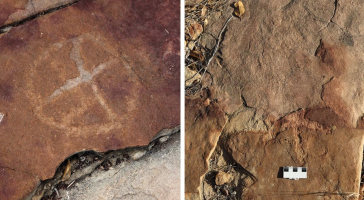 De ontdekking van rotstekeningen naast fossiele voetafdrukken