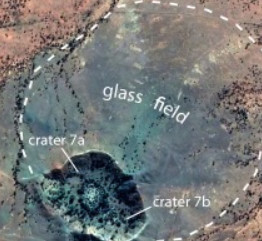 Satellietbeeld van het kraterveld Henbury