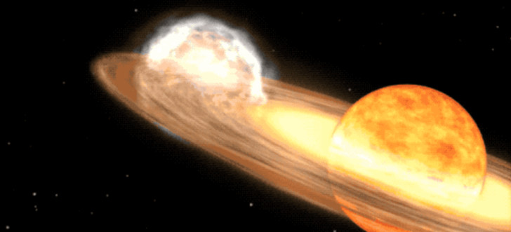 Un'esplosione di nova sulla nana bianca