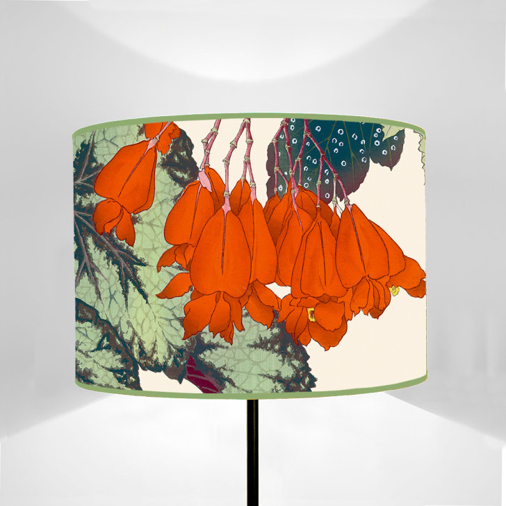 A lampshade decorated with a floral motif