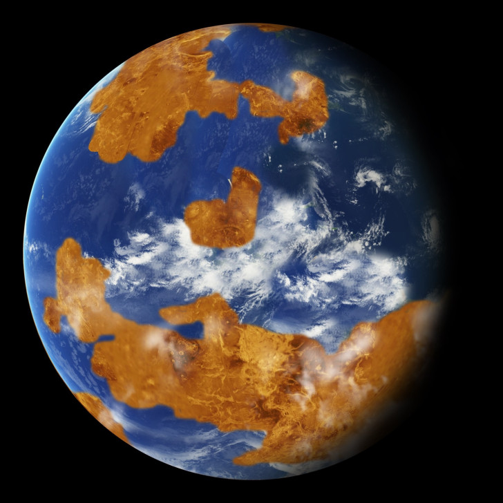 Land-oceaan diagram van het oude Venus