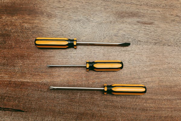 screwdrivers on a table