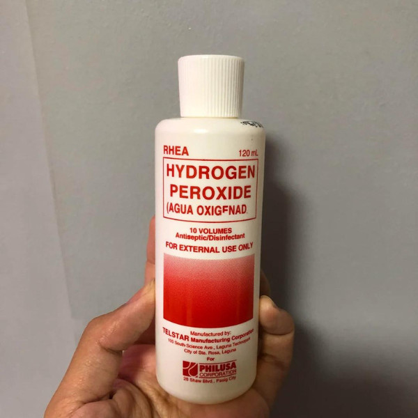 A bottle of hydrogen peroxide