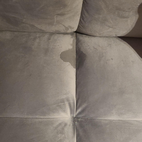 A cat urine stain on a sofa