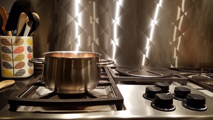 A stainless steel stovetop