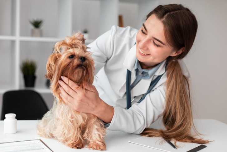 cane di piccola taglia dal veterinario