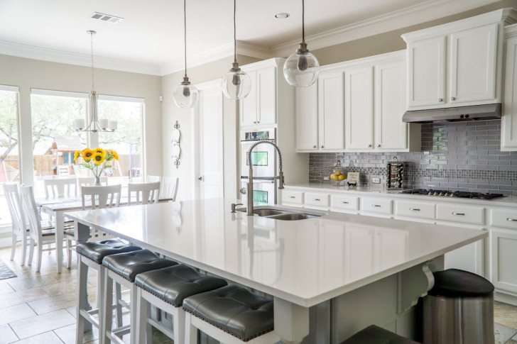 A kitchen and dining room