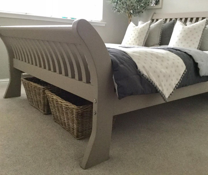 Wicker baskets as under-bed, storage containers