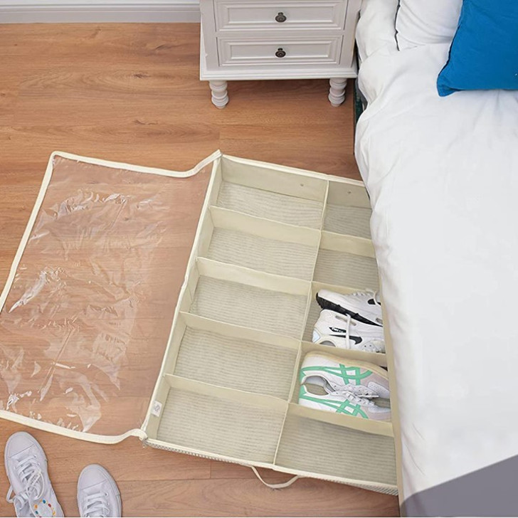 Under-bed fabric shoe rack