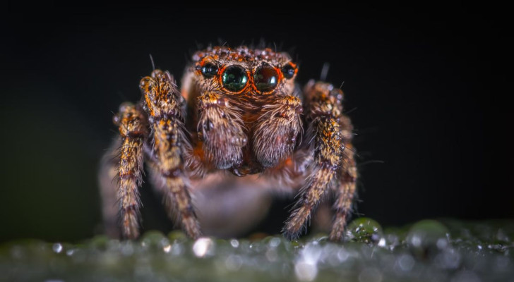 Foto n°7 del test di aracnofobia: un ragno saltatore che guarda in camera