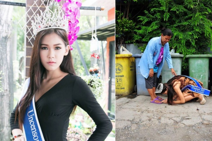 Miss Thaïlande semble avoir conscience que les mérites de son succès reviennent à sa mère, qui l'a élevée seule sans perdre de sa dignité et dans l'espoir d'un avenir meilleur