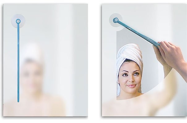 Door deze trekker kan de spiegel meteen gebruikt worden als je onder de douche vandaan komt