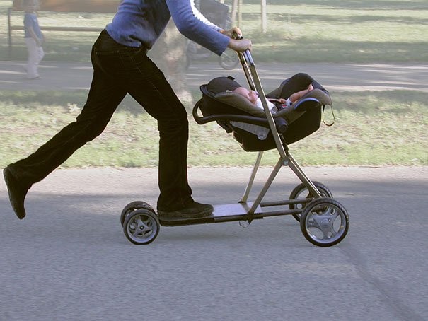 Een wandeling met de baby hoeft niet te betekenen dat dit op een slakkengangetje moet