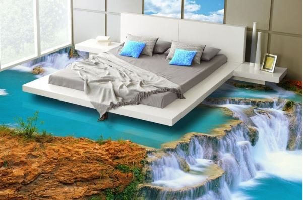 Qui ne voudrait pas d'un lit suspendu sur une petite cascade?