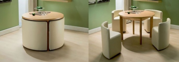 Se un tavolo con le sedie intorno è troppo ingombrante, questa soluzione è ideale.