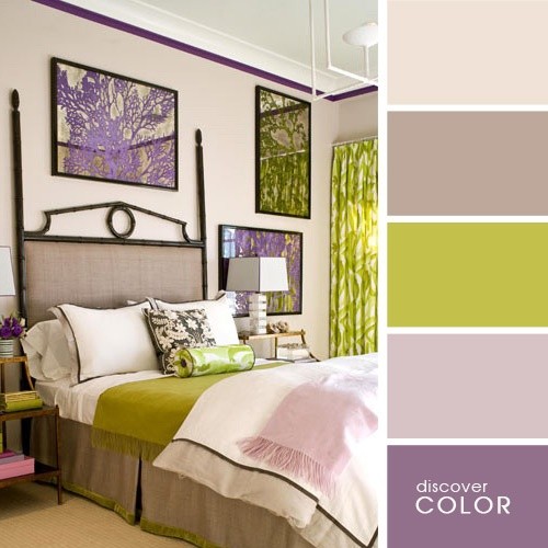Camera da letto lilla e verde 