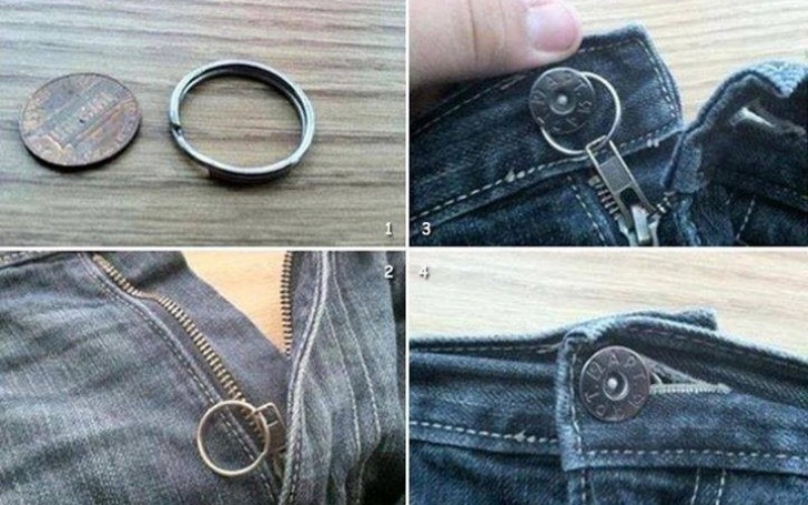 11. Se la zip dei pantaloni si abbassa in continuazione, ecco un modo per tenerla su.