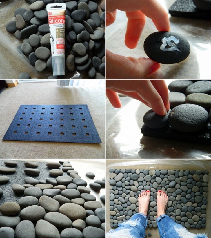 Een mat gemaakt van stenen