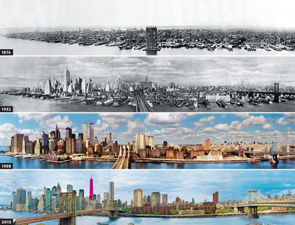 New York City, USA. 1870 et aujourd'hui