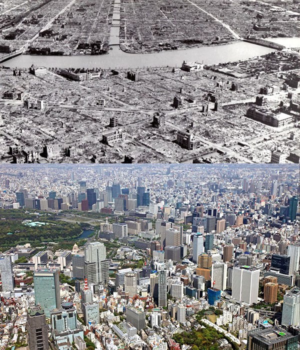 Tokyo, Japon. 1945 et 2011