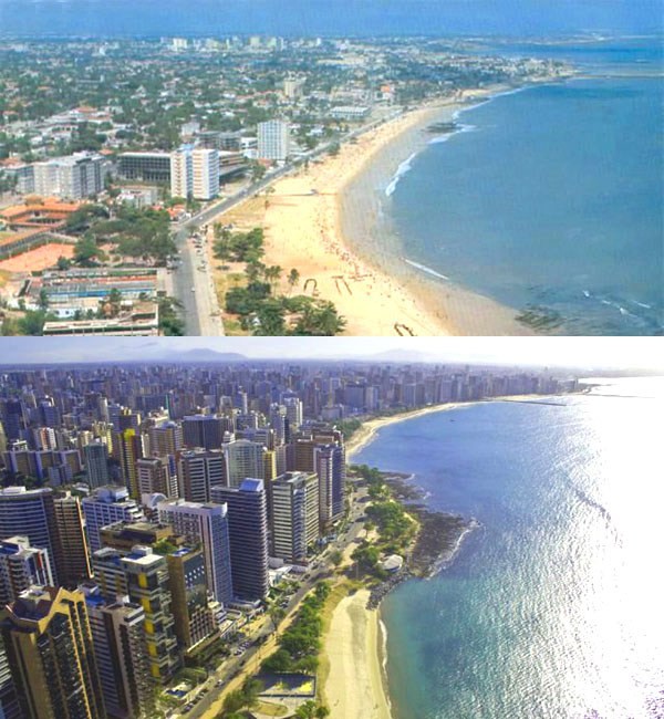 Fortaleza, Brésil. 1970 et 2011