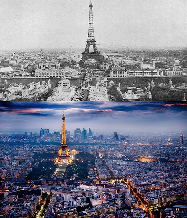 Tour Eiffel, Paris. 1900 et aujourd'hui